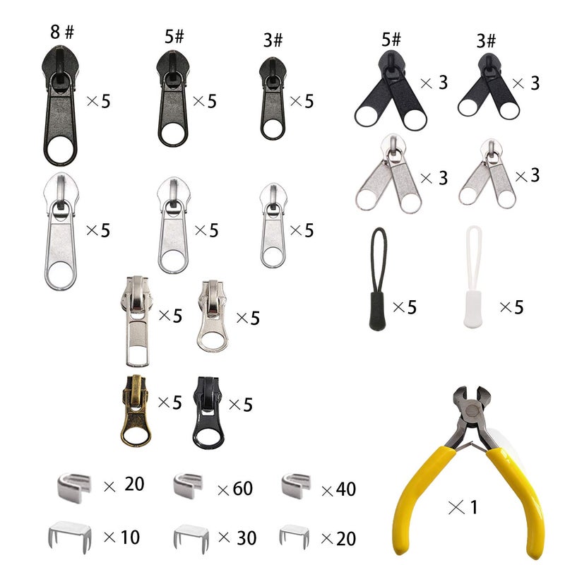 Meikeer 252-Piece Zipper Repair Kit with Replacement Zippers and Pulls, Universal Tools for Luggage, Bags, Jackets, and Outdoor Gear - Image 2